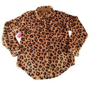 Simply Southern Simply Soft Shacket New Leopard Print Sherpa XL NWT Button Front